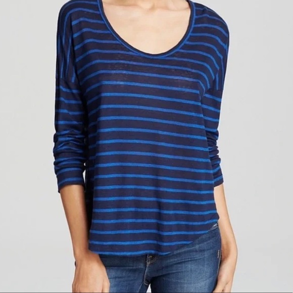 Joie Tops - Joie Serenita 100% Linen Blue Striped Shirt M